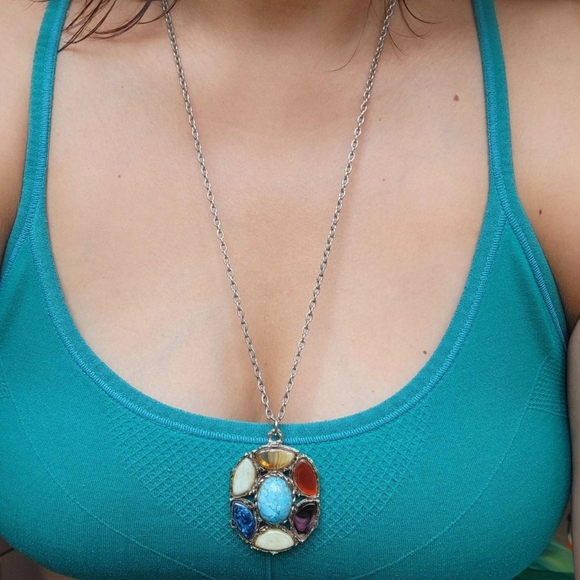 Vintage Silver Genuine Gemstone Necklace - Picture 2 of 8